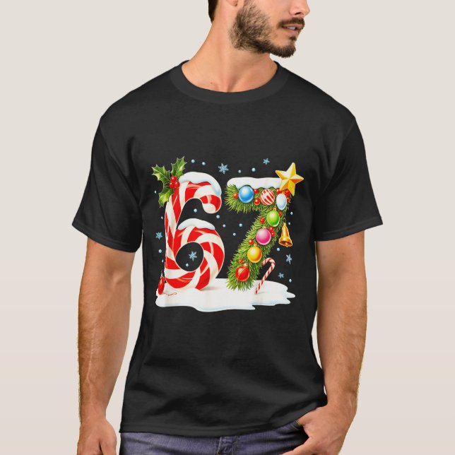 Funny Nice Naughty 6 7 Christmas 67 Meme Xmas Boys T Shirt (Framsida)