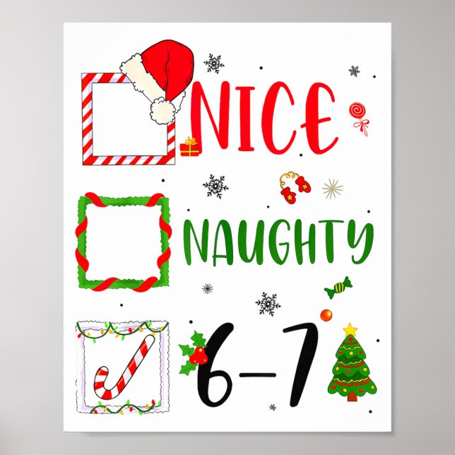 Funny Nice Naughty 6 7 Meme Christmas Six Seven  Poster (Framsidan)