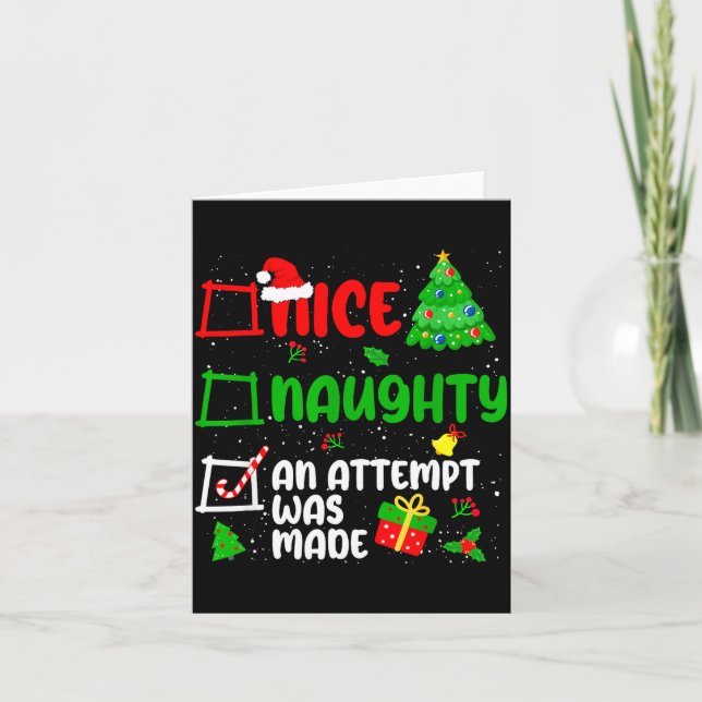 Funny Nice Naughty An Attempt Was Made List Xmas S Kort (Framsida)