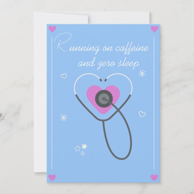 Funny Night Shift Nurse Card Running On Caffeine A Tack Kort (Framsida)