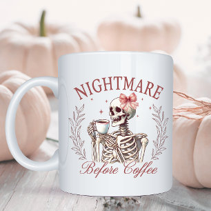 Funny Nightmare Före kaffe Skeleton Halloween Två-Tonad Mugg