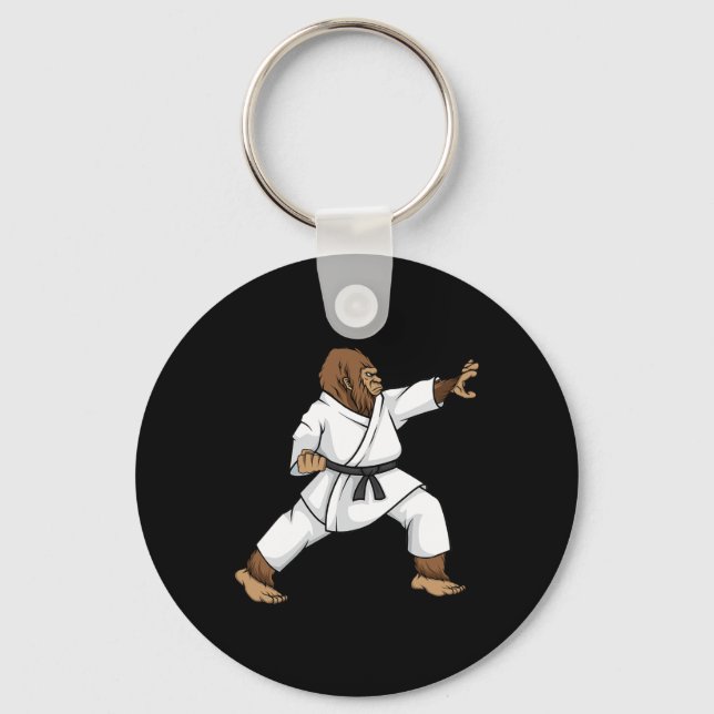 Funny Ninja Bigfoot gör Karate med Samurai Desi Nyckelring (Framsida)