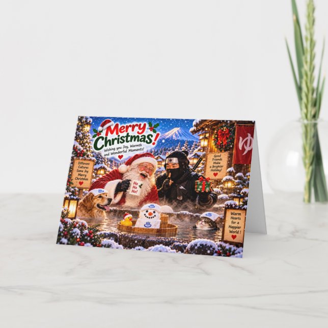 Funny Ninja Christmas Card Kort (Framsida)