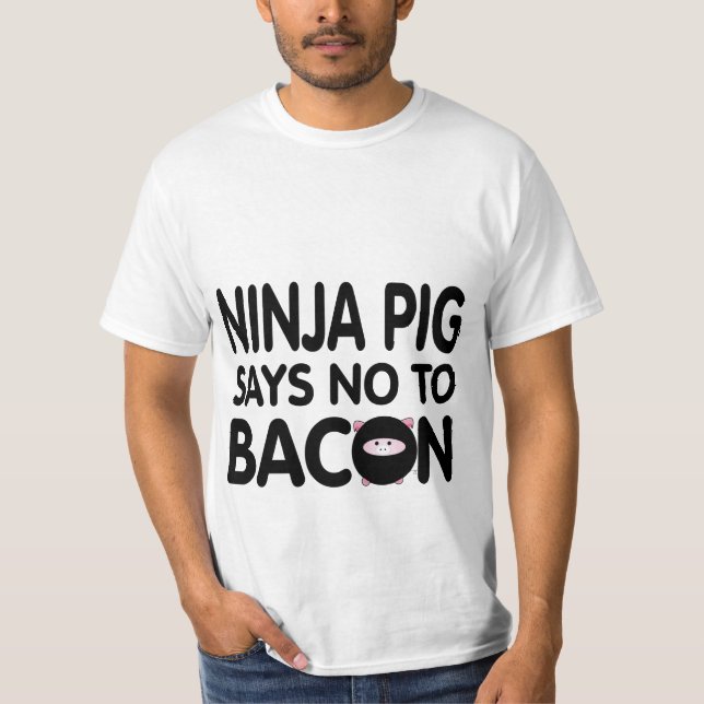 Funny Ninja Gris säger nej till Bacon T-shirt (Framsida)