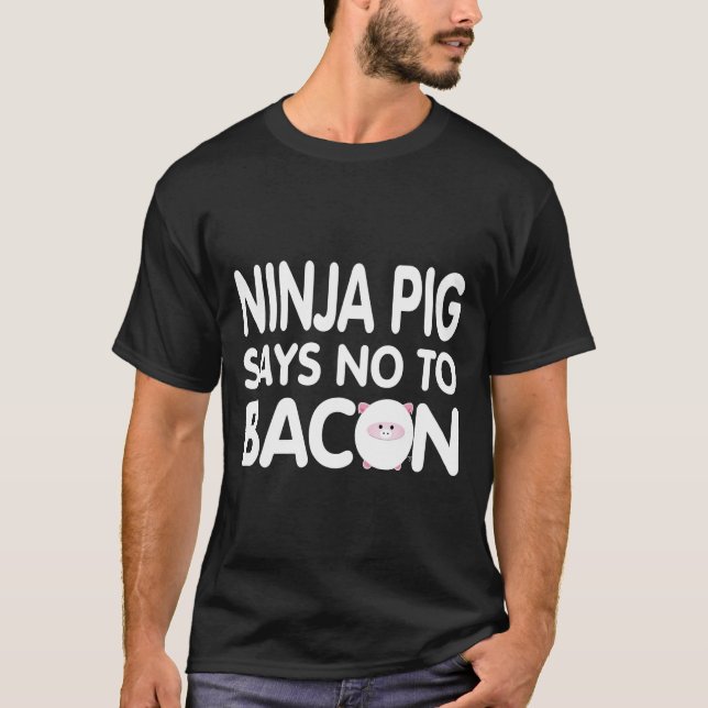 Funny Ninja Gris säger nej till Bacon Tee Shirt (Framsida)