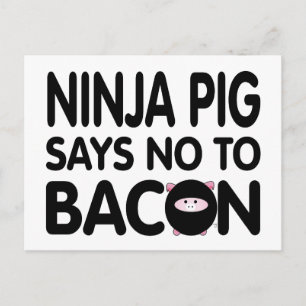 Funny Ninja Gris säger nej till Bacon Vykort