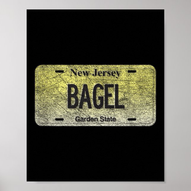 Funny Nj State Vanity License Plate Bagel  Poster (Framsidan)