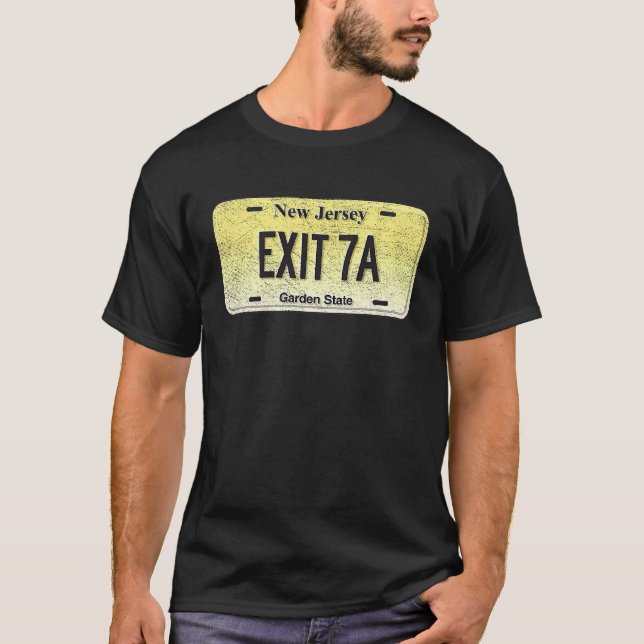 Funny NJ State Vanity License Plate EXIT 7A T Shirt (Framsida)
