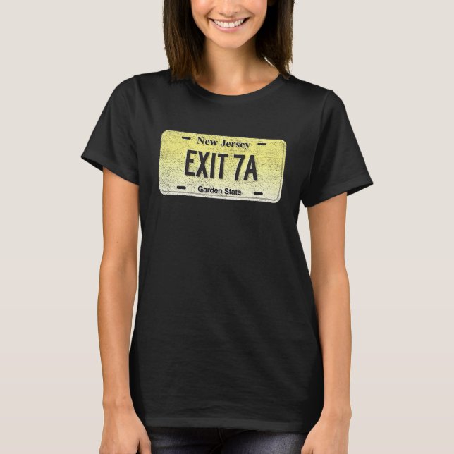 Funny NJ State Vanity License Plate EXIT 7A T Shirt (Framsida)