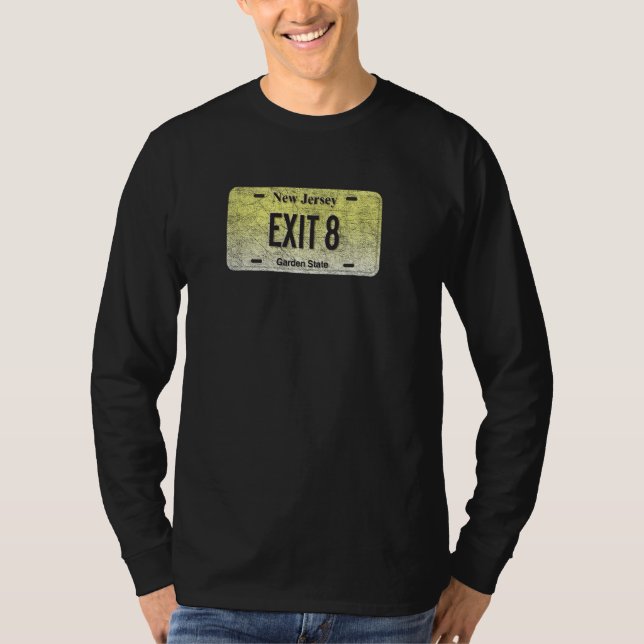 Funny Nj State Vanity License Plate Exit 8 T Shirt (Framsida)