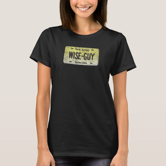 Funny Nj State Vanity License Plate Wise Guy T Shirt (Framsida)