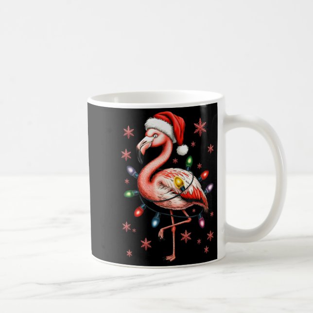 Funny Nk Flamingo Christmas Tree Lights Xmas Snowf Kaffemugg (Höger)