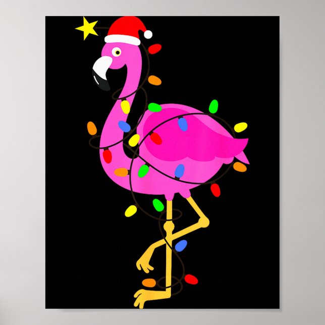 Funny Nk Flamingo In Santa Hat Christmas In July M Poster (Framsidan)
