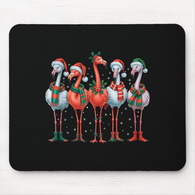 Funny Nk Flamingos Merry Christmas Tree Xmas Snowf Musmatta (Framsidan)