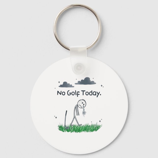 Funny No Golf Today Sad Stickman Golfer Golfers Me Nyckelring (Framsida)