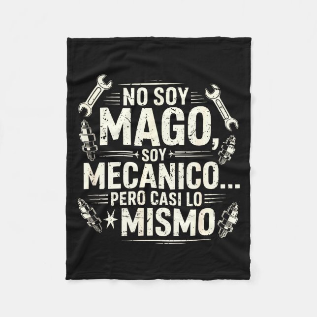 Funny No Soy Mago Soy Mecánico Car Mechanic Spani- Fleecefilt (Framsidan)