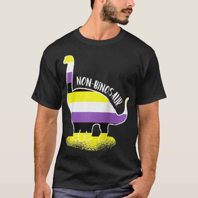 Funny non Binosaur Enby Genderqueer non Binary T Shirt (Framsida)
