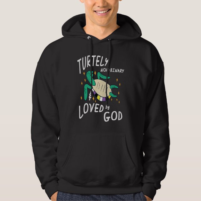 Funny Nonbinary Enby Genderqueer Non Binary Hoodie (Framsida)