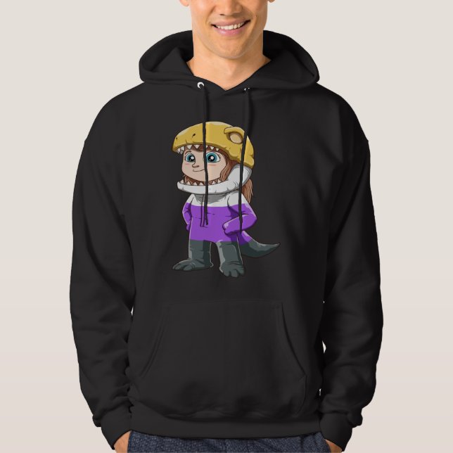 Funny Nonbinary T-Rex Gift Hoodie (Framsida)