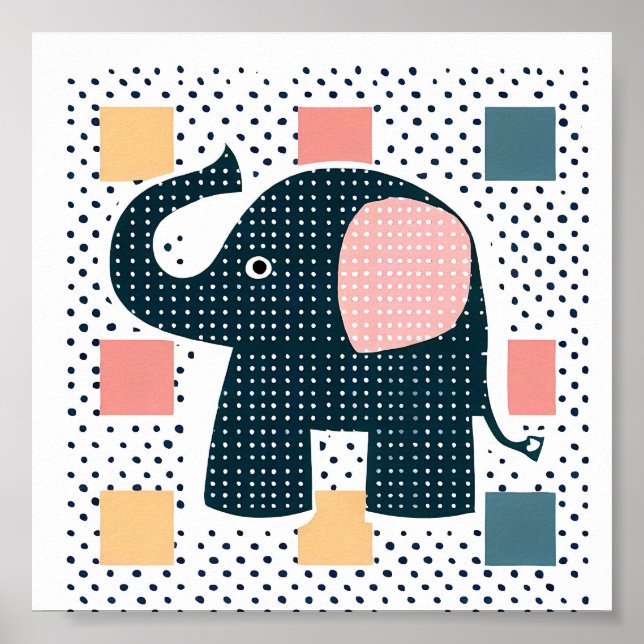 Funny Nose Elephant Kids Animal Poster (Framsidan)