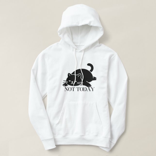 Funny Not Today Black Cat Introvert Mood Hoodie (Design framsida)