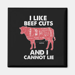 Funny nötköttsstyckediagram I Bbq-slaktare Magnet