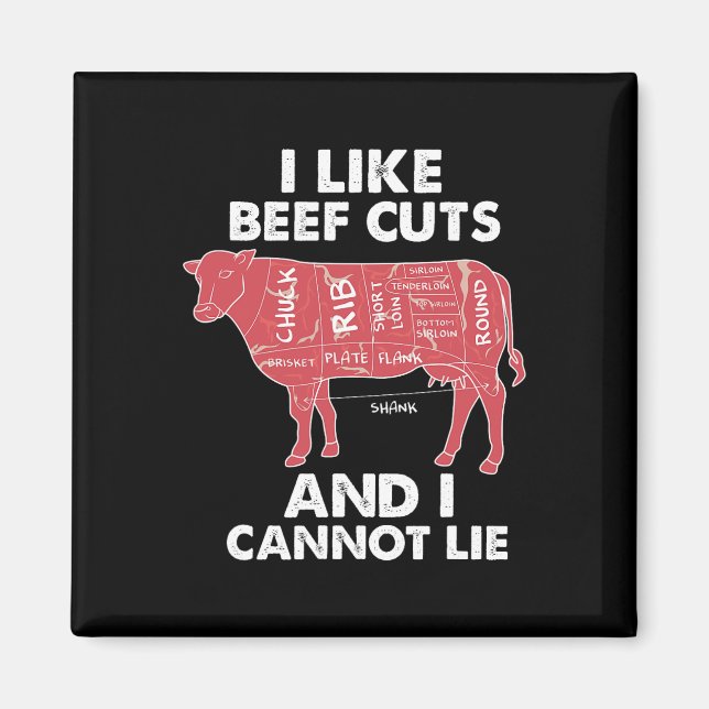 Funny nötköttsstyckediagram I Bbq-slaktare Magnet (Framsidan)