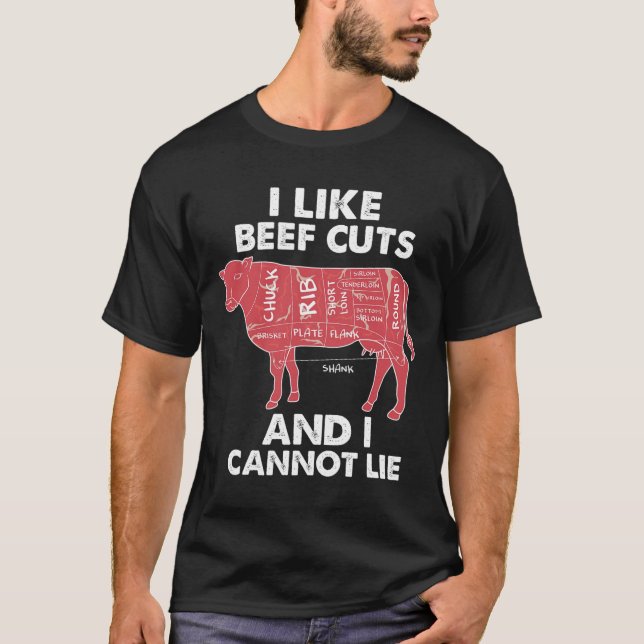 Funny nötköttsstyckediagram I Bbq-slaktare T Shirt (Framsida)