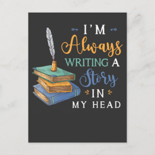 Funny Novelist Storyteller Bok Writing Author Vykort