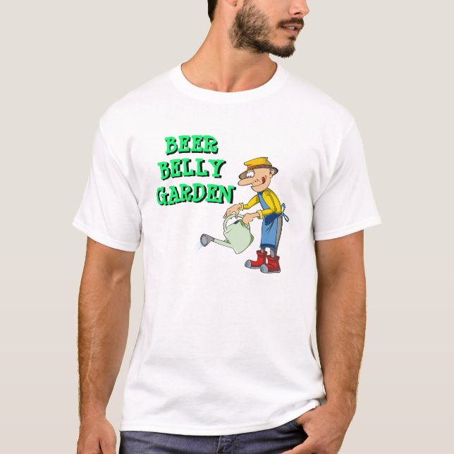 Funny Novelty Back to school BEER BELLY GARDEN T Shirt (Framsida)
