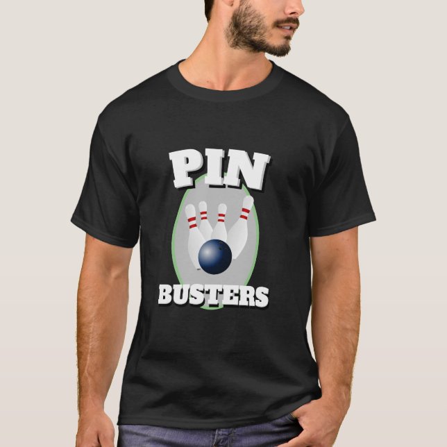 Funny Novelty Manar Sportkläder Bowling PIN BUSTER T Shirt (Framsida)