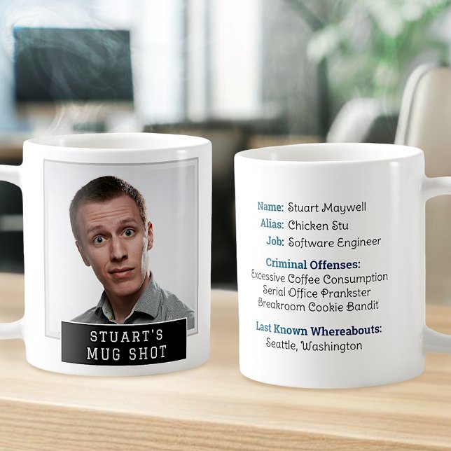 Funny Novelty Mugshot Personlig Text och foto Kaffemugg (Skapare uppladdad)