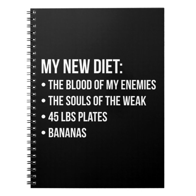 Funny Novelty Workout Humor - My New Diet - Gym Anteckningsbok (Framsidan)