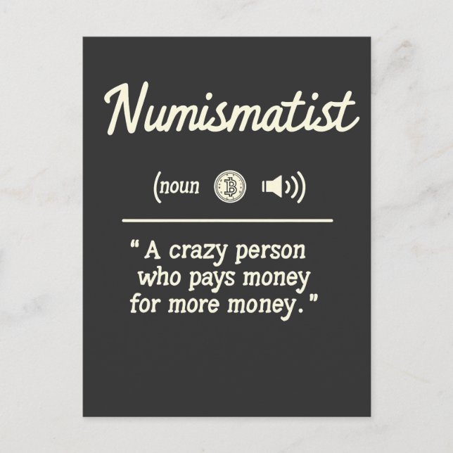 Funny numismatist Definition Crypto Investing Vykort (Framsida)