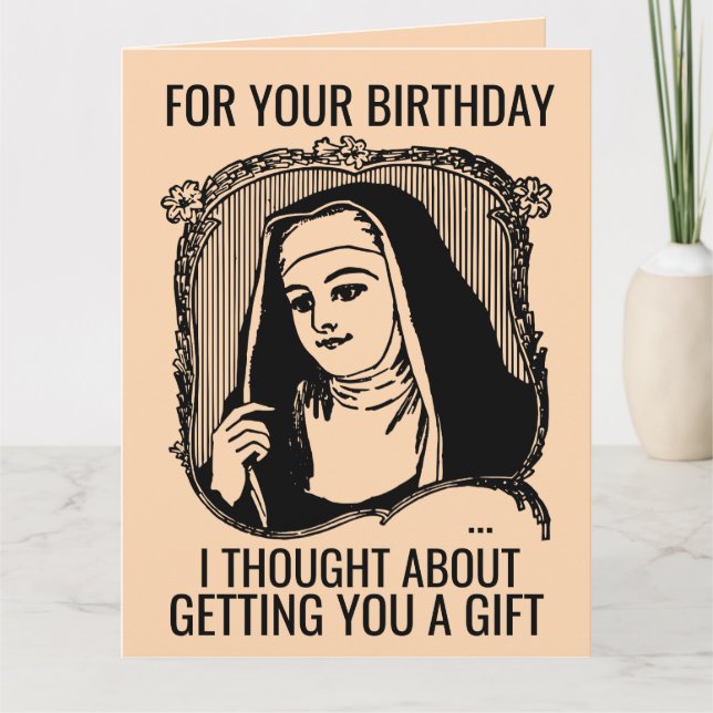 FUNNY NUN CATHOLIC BIRTHDAY BIG GREETING CARD KORT (Framsida)