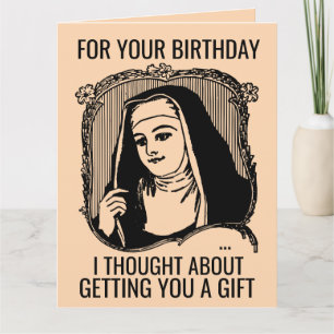 FUNNY NUN CATHOLIC BIRTHDAY BIG GREETING CARD KORT