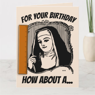 FUNNY NUN CATHOLIC BIRTHDAY GREETING CARD KORT