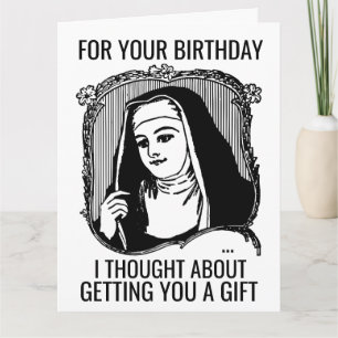 FUNNY NUN CATHOLIC BIRTHDAY GREETING CARD KORT