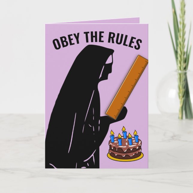 FUNNY NUN CATHOLIC BIRTHDAY OBEY GREETDS CARDS KORT (Framsida)