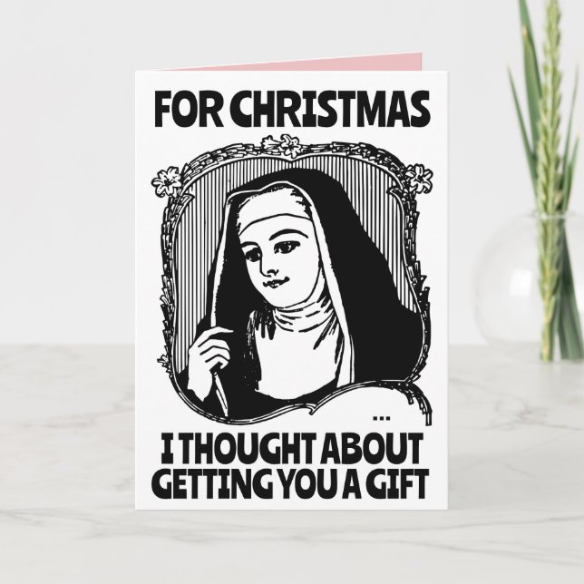 FUNNY NUN CATHOLIC CHRISTMAS BIG GREETING Card Kort (Framsida)