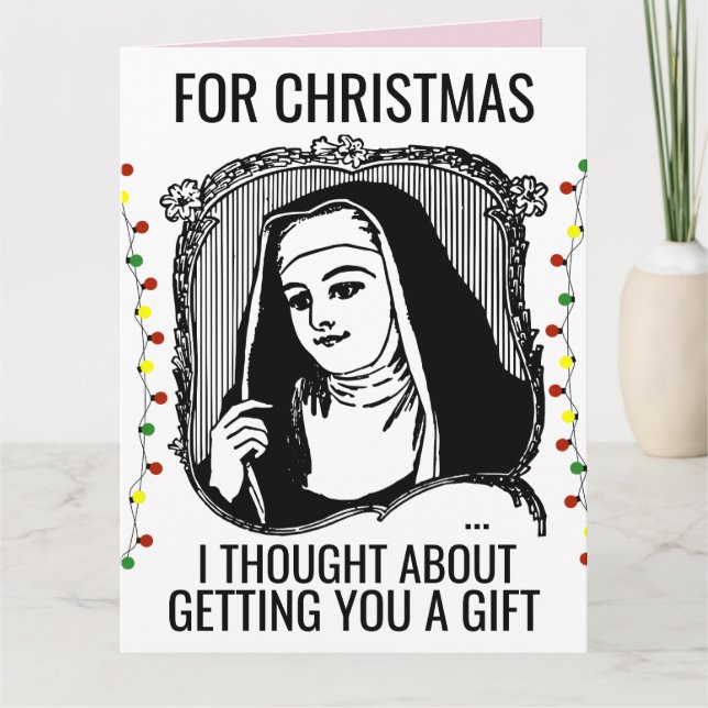 FUNNY NUN CATHOLIC JUL BIG GREETING CARD KORT (Framsida)