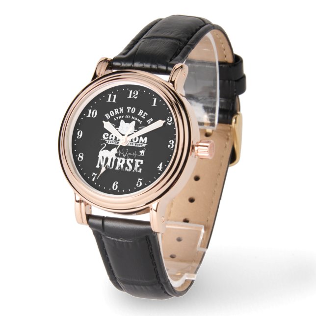 Funny Nurse cat Mamma ord art Armbandsur (Vinkel)