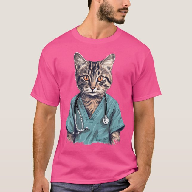 Funny Nurse Cat Medical Doktor Kattunge T Shirt (Framsida)