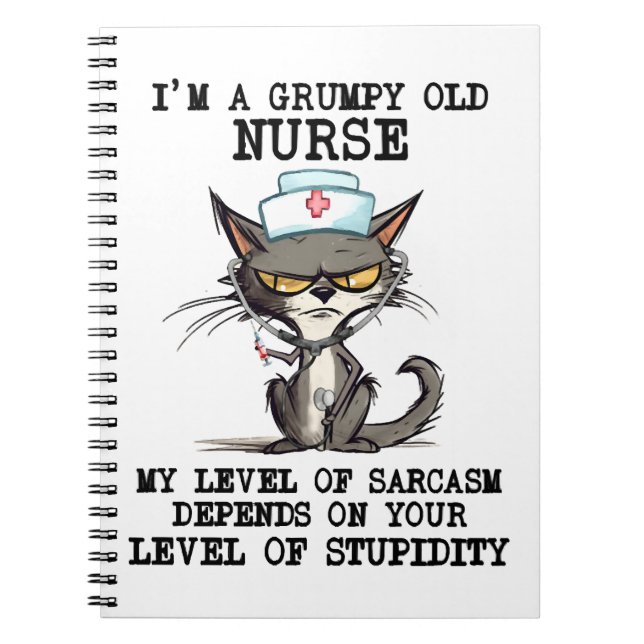 Funny Nurse Cat Say Anteckningsbok (Framsidan)