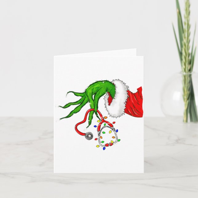 Funny Nurse Christmas Stethoscope Nurses Xmas Ligh Kort (Framsida)