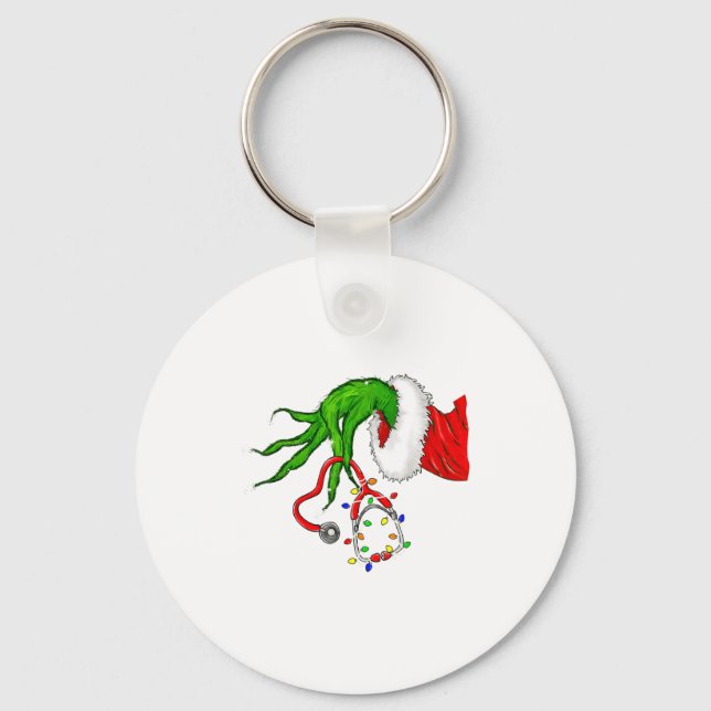Funny Nurse Christmas Stethoscope Nurses Xmas Ligh Nyckelring (Framsida)