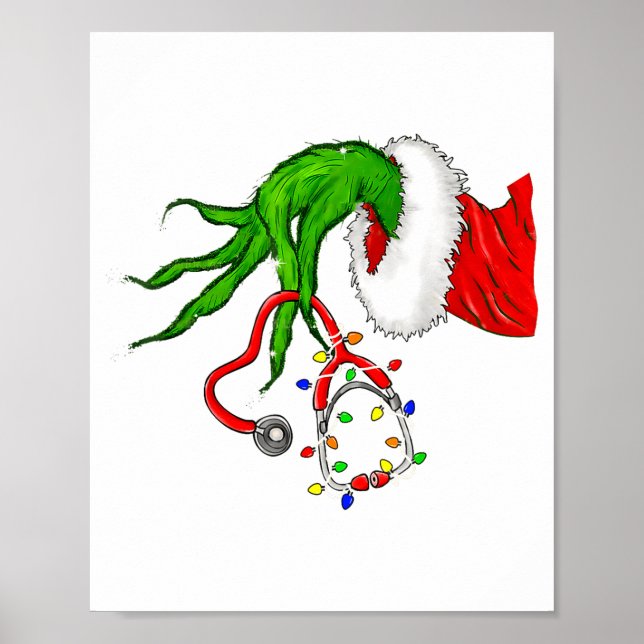 Funny Nurse Christmas Stethoscope Nurses Xmas Ligh Poster (Framsidan)