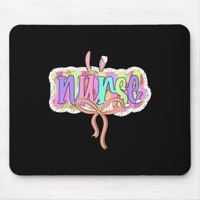 Funny Nurse Coquette Bow Brushstroke Doodle Bunny Musmatta (Framsidan)