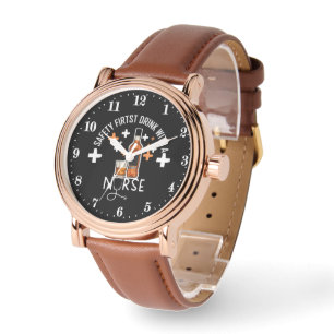 Funny Nurse dricker ord art Armbandsur