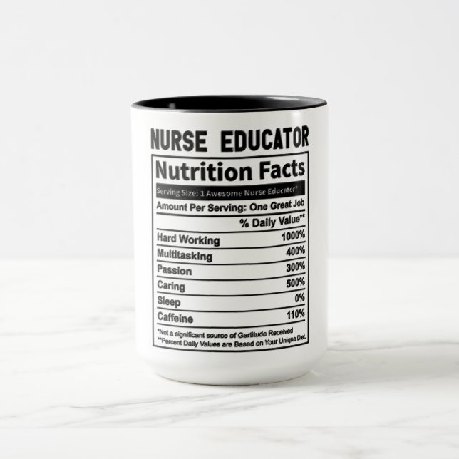 Funny Nurse Educator Nutrition Facts Mugg (Center)